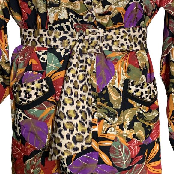 Vintage 90s Beaded Jacket And Tank Top 2pc Set Sz Medium Retro Glam Animal Print - Picture 7 of 12